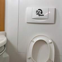 1張標誌馬桶貼紙牆紙,自粘式可拆式藝術膠貼紙,適用於廁所裝飾 - 黑色 - 查看 6