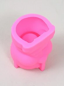1個創意卡通動物矽膠模具花盆,手工diy家庭辦公室裝飾多肉盆迷你綠色植膠模 - 粉色 - 查看 5