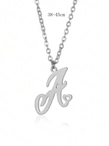 1 Stück Herzförmige Edelstahl-anhänger-halskette Mit 26 Buchstaben Für Männer Und Frauen, Paar-geburtstagsgeschenk, Namenskette