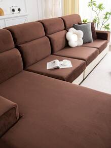 Vỏ đệm ghế sofa chống trượt Crystal Velvet, Vỏ bọc ghế sofa đàn hồi chống thú cưng theo phong cách hiện đại, Vỏ bọc ghế cho phòng khách Ghế dài hình chữ L và Ghế sofa 1/2/3/4 chỗ ngồi (được bán riêng) - Cà phê nâu - Xem 1