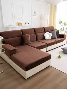 Vỏ đệm ghế sofa chống trượt Crystal Velvet, Vỏ bọc ghế sofa đàn hồi chống thú cưng theo phong cách hiện đại, Vỏ bọc ghế cho phòng khách Ghế dài hình chữ L và Ghế sofa 1/2/3/4 chỗ ngồi (được bán riêng) - Cà phê nâu - Xem 4