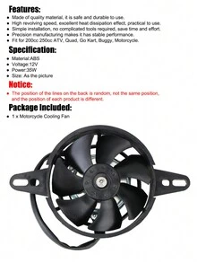 1 件摩托車冷卻風扇油冷卻器 200cc 250cc 引擎散熱器摩托車零件適用於 Atv 四輪卡丁車越野摩托車 - 黑色 - 查看 3