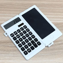 新版學生太陽能寫字板計算器 2807，12 位，白色翻蓋，便攜式，可愛實用禮物 - 白色 - 查看 4