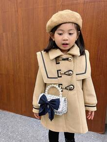 兒童假珍珠手提袋時尚蝴蝶結裝飾迷你手提袋鏈子信使袋卡通休閒女孩小銅錢包多色羊毛扣糖果袋幼兒園小學生時尚背包適合兒童和女孩旅行和度假