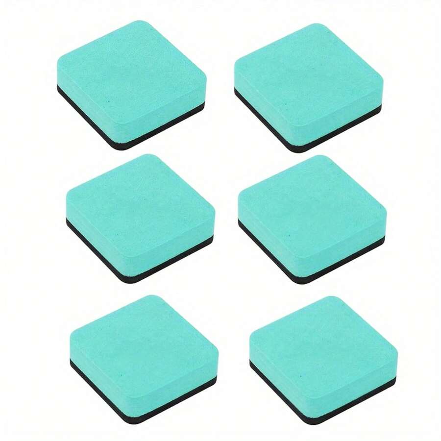 現貨供應6入組迷你綠色毛氈正方形(5*5cm)配磁性黑板/eva絨面白板擦