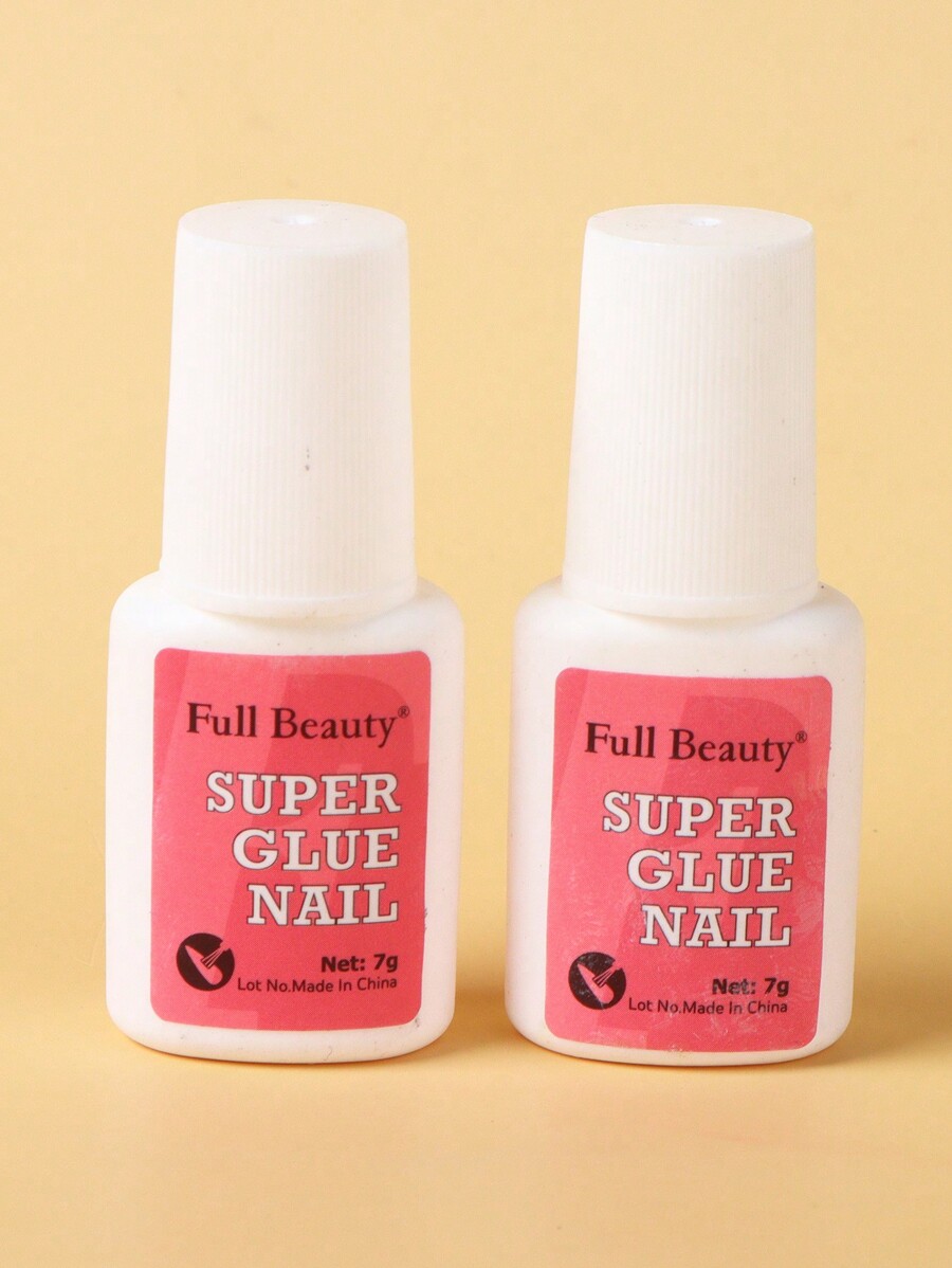 2 Bottles FastDry Nail Glue False Nail Tips Adhesive with Brush Super