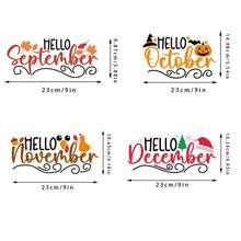 12個月份字母熱轉印貼片,熱轉印貼紙,適用於女裝、男裝、服裝、背心、t恤的熱轉印貼紙