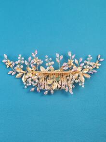 1入女士婚禮用金色髮夾，新娘假珍珠髮夾，鑽石髮夾，水晶髮夾，婚禮髮簪