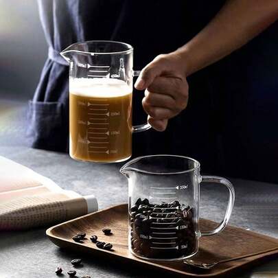 Glass Measuring Cup With Scale, High Borosilicate Heat-resistant, Portable Cup/bowl With Graduation/markings For Home Baking