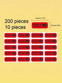 200pcs Rectal Use Only Stickers, Waterproof With Red Background, Reusable - Red - View 3