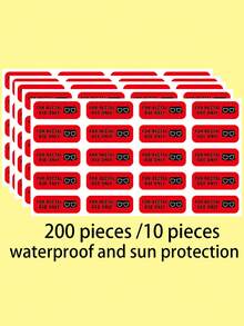 200pcs Rectal Use Only Stickers, Waterproof With Red Background, Reusable - Red - View 1