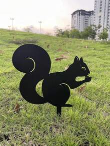 1個戶外鐵藝黑色松鼠花園裝飾品,尺寸為27cm (長) X 21.5cm (寬),並配有3d設計的招牌插入 - 黑色 - 查看 5