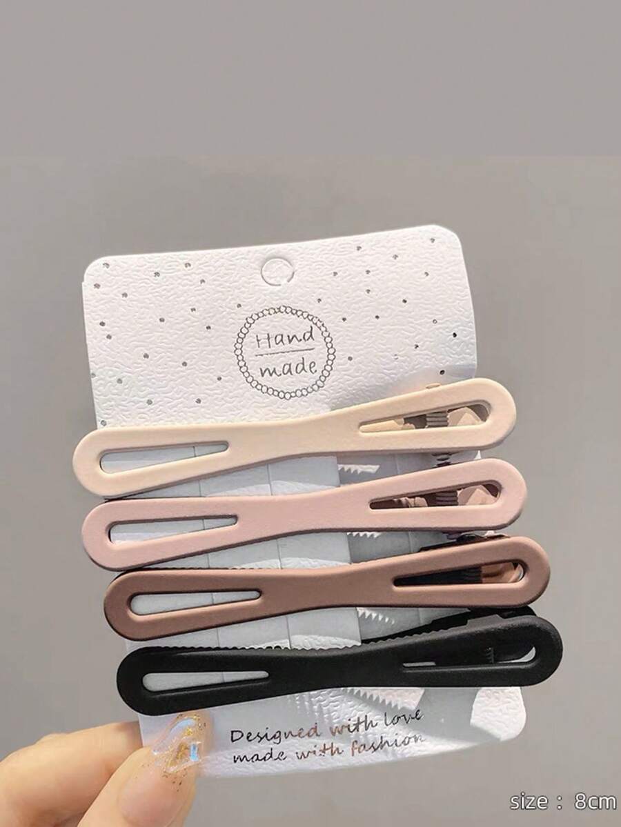 4入組溫和的秋冬牛奶/咖啡色側劉海、前瀏海和一般使用的髮夾,女性髮飾