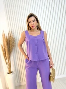 Women Two-piece Outfits - 紫羅蘭色 - 查看 3