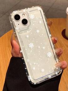 Christmas Popular Pattern & Snowflakes Graphic Print Clear Case Compatible With IPhone