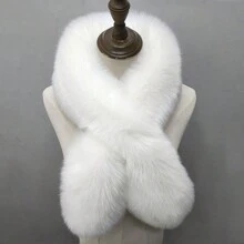 1件女士人造貂皮/狐狸毛圍巾野外披肩 - 白色 - 查看 1