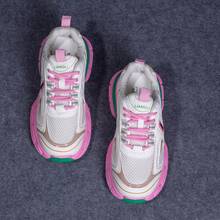 女性新款透氣網面休閒運動鞋,時尚、百搭,厚實耐磨底,適合秋季 - 西瓜粉 - 查看 4