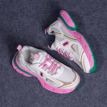 女性新款透氣網面休閒運動鞋,時尚、百搭,厚實耐磨底,適合秋季 - 西瓜粉 - 查看 3