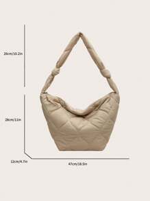 MOBAOFANG 大容量純色女士肩背包 - 米色 - 查看 9