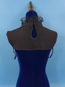 Transparent Mesh Modern Palace Style High Collar Ruffle Trim Innerwear Detachable False Collar Clothing Decorative Collar - Black - View 2