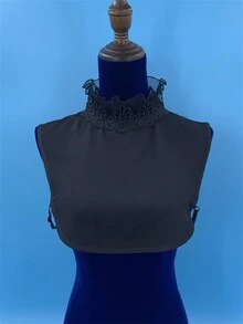 Transparent Mesh Modern Palace Style High Collar Ruffle Trim Innerwear Detachable False Collar Clothing Decorative Collar - Black - View 1