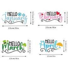 12個月字母熱轉印貼片,燙印貼紙,燙印貼花,適用於女裝、男裝、衣服、背心、t恤