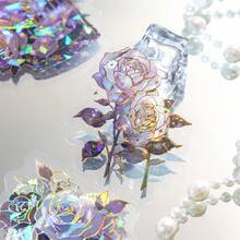 20Pcs Unbounded Flora Series Waterproof Stickers Pack Retro Flower Handbook Scrapbooking Label Diy Diary Phone Journal Planner - Black - View 5