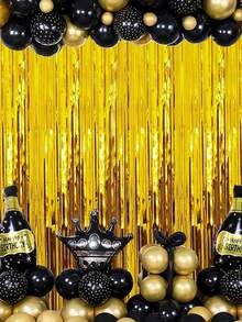 2入組(1m*2m)宴會裝飾背景窗簾,金色流蘇窗簾,雨簾,宴會裝飾 - 金色 - 查看 2