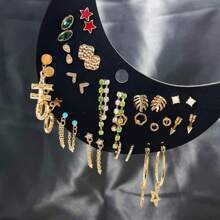 17入組歐美簡約多鑽石復古風格小耳環套裝,獨特原創設計 - 彩色 - 查看 1