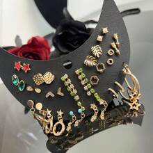 17入組歐美簡約多鑽石復古風格小耳環套裝,獨特原創設計 - 彩色 - 查看 5