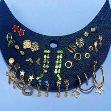 17入組歐美簡約多鑽石復古風格小耳環套裝,獨特原創設計 - 彩色 - 查看 3