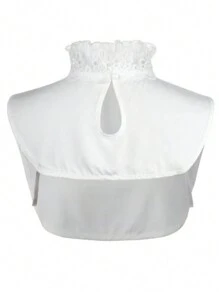 透明網紗維多利亞風格現代高領荷葉邊領內可拆式假領服裝裝飾領子 - 白色 - 查看 8