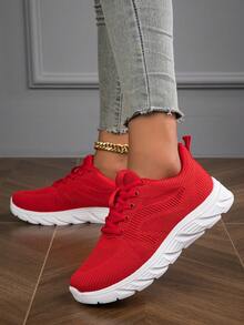 2024透氣輕便防滑耐磨網織純色綁帶運動防滑耐磨女鞋運動鞋休閒鞋跑步鞋步行鞋路跑鞋全季適用