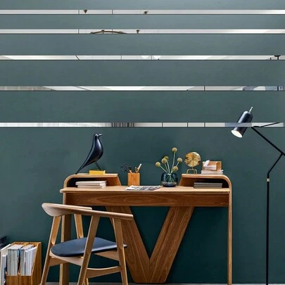 Colorful Life 20 件简约亚克力镜面效果墙贴，矩形 3D 自粘墙贴，适用于客厅、卧室、家居装饰，适合所有季节