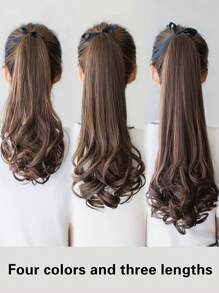14英寸/18英寸/22英寸合成纤维抽绳马尾夹式假发，适合女性在圣诞节和万圣节佩戴 - 亞麻棕 - 查看 4