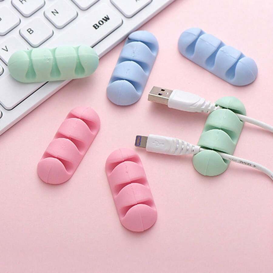 4 Piezas Clip Organizador De Cables De Escritorio De Colores Brillantes, Sistema De Gestión Coleccionista De Cables - Multicolor - Ver 1