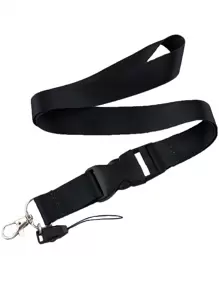 1 pièce Cordon tour de cou noir à détachement rapide pour porte-badge, clés, porte-clés, cordon pour enseignante pour femmes et filles, cordon pour téléphone avec boucle à dégagement rapide pour carte d'identité, portefeuille. Cadeau décontracté, souvenir, accessoire de voiture, charm de sac à dos pour l'école, gothique mignon Y2K