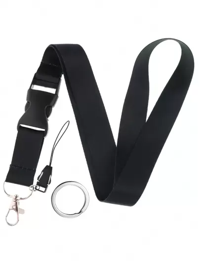 1pc Black Neck Breakaway Lanyard For ID Badge Holder, Keys, Keychain, Teacher Lanyard For Women Girls, Phone Lanyard With Quick Release Buckle For ID Card, Wallet. Casual Souvenir Car Accessories Bag Charm Backpack For School Cute Goth Y2k Christmas Gift Ideas Bag Accessories Lanyards With Id Holder Car Accessories Bag Charms Car Friend Sister