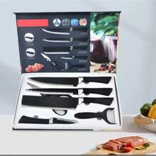 Juego Set De Cuchillos Cocina Profesional Acero 6 Piezas - Negro - Ver 1
