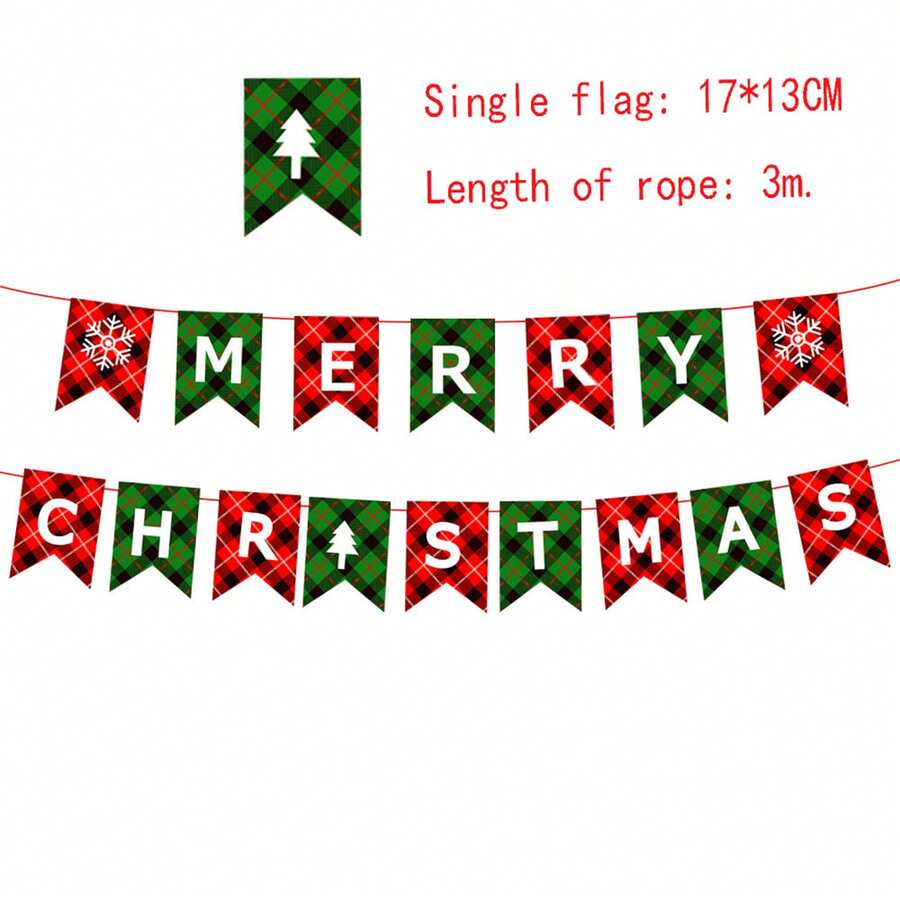 1入組聖誕節彩色紙花聖誕老人字母橫幅旗幟裝飾 - 聖誕彩旗F - 查看 1