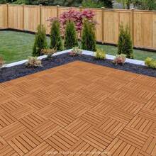 Tioman Outdoor Decor Floor Decking Wood Tile Interlock 10PC/CTN, Interlocking Flooring Deck Tiles, Floor Tiles Patio Decor Deck Tiles For Balcony, Garden, Backyard, Honey Oak Color/Brown - Mustard Yellow - View 1