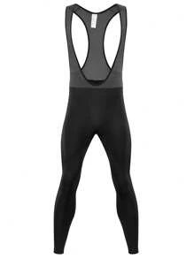 1pc Boyfriend Style Men's Cycling Thermal Bib Pants With 4D Soft Breathable Pad, High Stretch Thermal Lined, Outdoor Sports Cycling Bib Trousers - Black - View 2