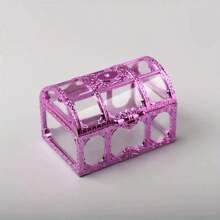 Vintage Pirate Treasure Chest Jewelry Gemstone Coins Storage Box Retro Organizer. Can Store Necklaces, Earrings, Rings, And Other Accessories, And Features Removable Display Compartments. Suitable For Storing And Organizing Jewelry Or Other Small Items. Can Be Used As A Gift Box Or Food Packaging Box For Parties, Weddings, Holidays, And Other Events. A Beautiful And Practical Gift For Any Occasion. - Hot Pink - View 2