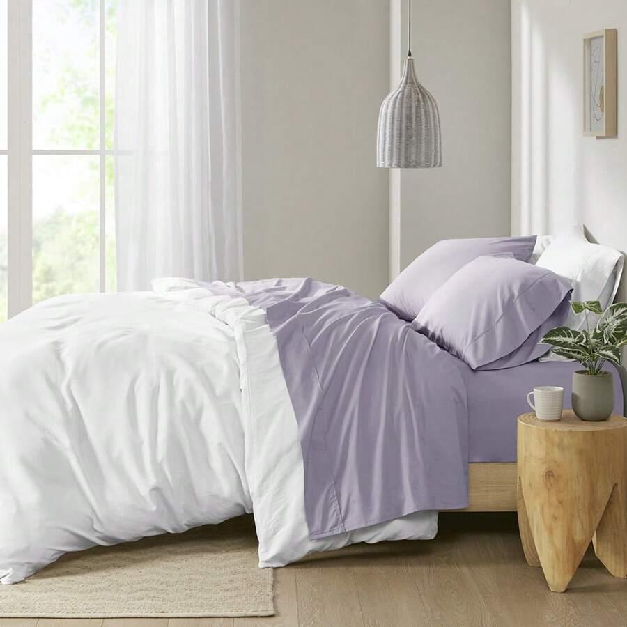 200 Thread Count Relaxed Percale Sheet Set - Màu tím - Xem 1