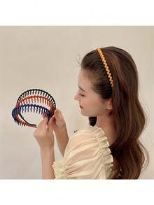 霧面彩色髮夾頭帶女款防滑帶齒簡約加壓頭飾臉部頭帶頭髮飾品