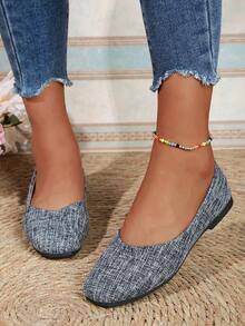 女士方头低帮平底鞋，新款法式优雅软底女式乐福鞋