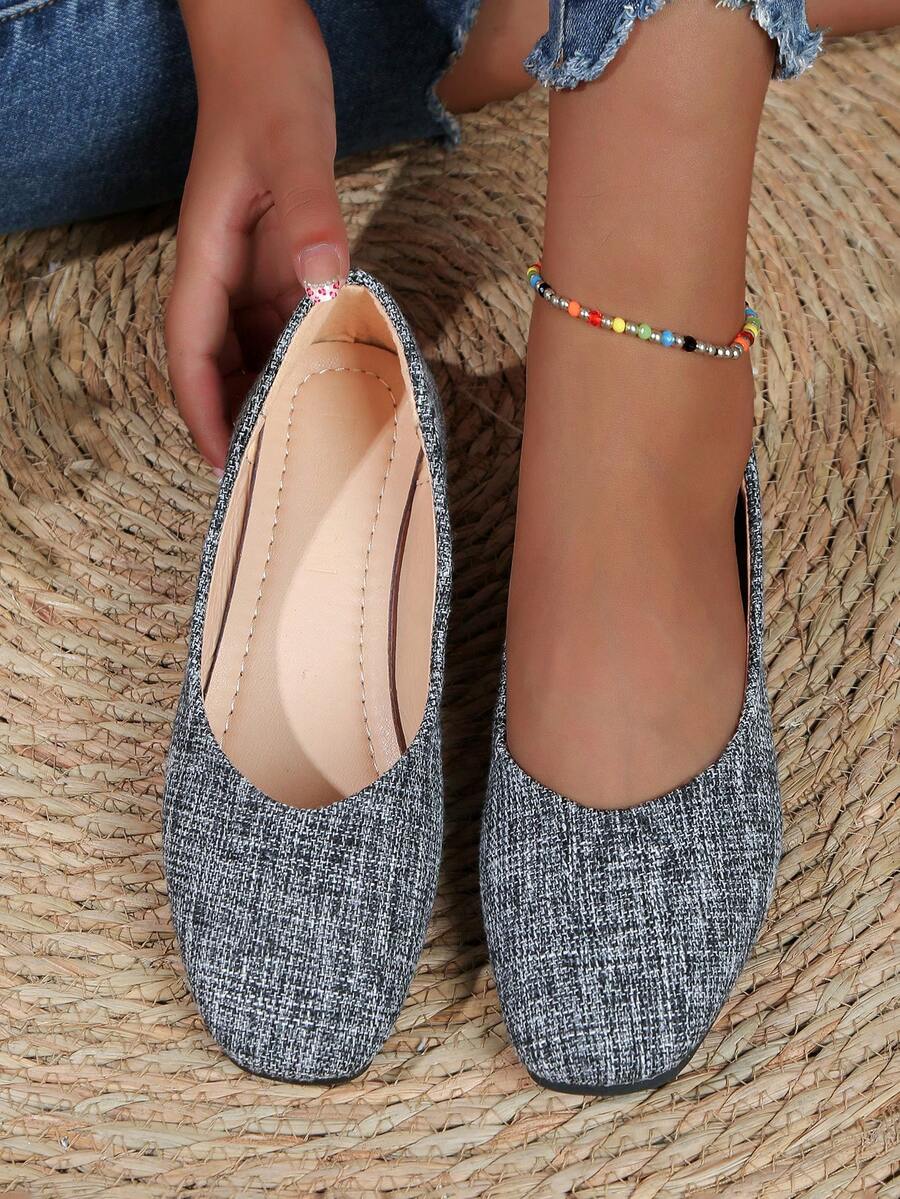 女士方头低帮平底鞋，新款法式优雅软底女式乐福鞋