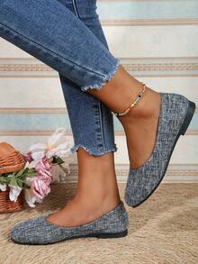 女士方头低帮平底鞋，新款法式优雅软底女式乐福鞋