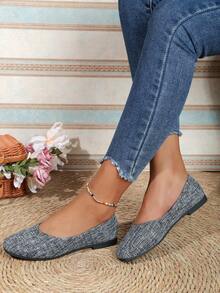 女士方头低帮平底鞋，新款法式优雅软底女式乐福鞋