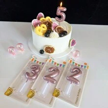 1pc Digital Number Birthday Cake Candle, Gold